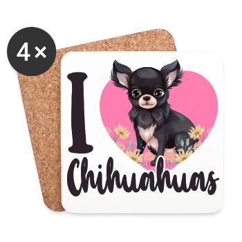 Chihuahua Chihuahua Cœur que j’aime - Dessous de verre (lot de 4) - blanc - Devant