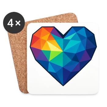 Heart Low Poly - Love - Valentines - Coasters (set of 4) - white - Front
