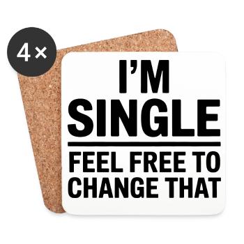 Single Sprüche Singles Lustiges Single Geschenk - Untersetzer (4er-Set) - Weiß - Vorne