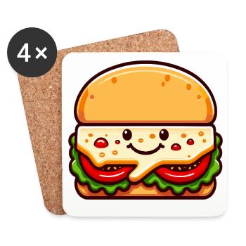Kawaii hamburgers with smiles - Coasters (set of 4) - white - Front