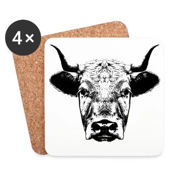 Cow / Head - Coasters (set of 4) - white - Front
