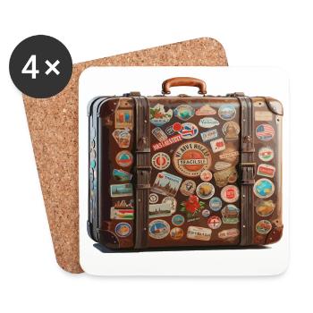 Stickergepäck Reisekoffer Collage - Untersetzer (4er-Set) - Weiß - Vorne