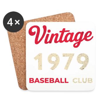Vintage 1979 – Baseball Club Retro Geburtsjahr - Untersetzer (4er-Set) - Weiß - Vorne