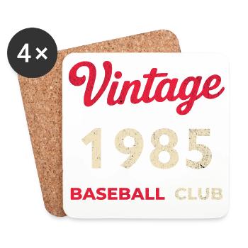 Vintage 1985 – Baseball Club Retro Geburtsjahr - Untersetzer (4er-Set) - Weiß - Vorne