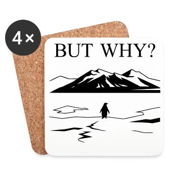 But Why Penguin Meme Minimalist Art - Coasters (set of 4) - white - Front