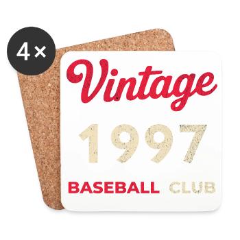 Vintage 1997 – Baseball Club Retro Geburtsjahr - Untersetzer (4er-Set) - Weiß - Vorne
