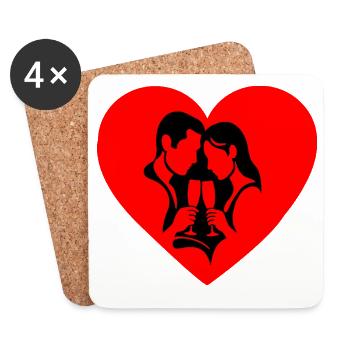 Valentine Silhouette - Coasters (set of 4) - white - Front
