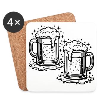Beer Glass Beer Drinking - Coasters (set of 4) - white - Front
