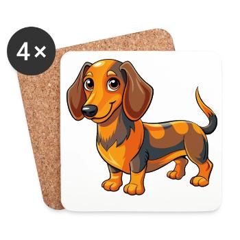 Dachshund - Coasters (set of 4) - white - Front
