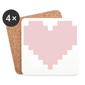 Cœur Rose Pixel - Dessous de verre (lot de 4) - blanc - Devant