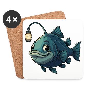 Glowing Fish with Lantern - Coasters (set of 4) - white - Front