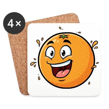Cheerful Orange Caricature - Coasters (set of 4) - white - Front