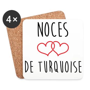 Noces de Turquoise 18 ans de mariage - Dessous de verre (lot de 4) - blanc - Devant