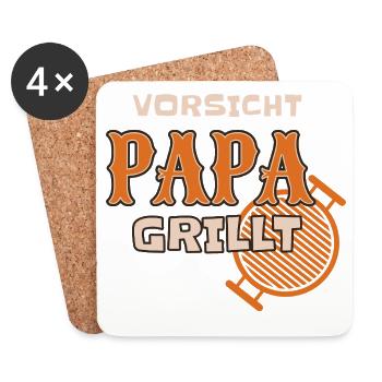 Caution Dad Grills Funny BBQ Outfit - Coasters (set of 4) - white - Front