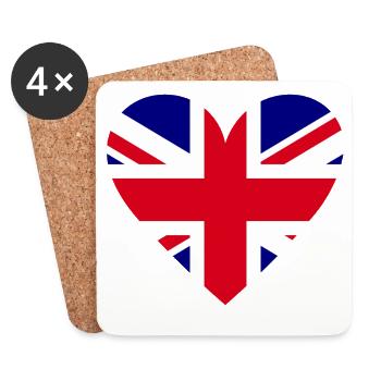Herzflagge Großbritannien - Untersetzer (4er-Set) - Weiß - Vorne