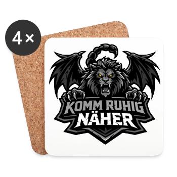 Mantikor Fabelwesen Design: Komm näher Spruch - Untersetzer (4er-Set) - Weiß - Vorne