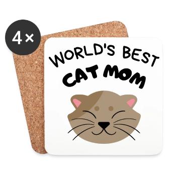 Worlds Best Cat Mom - Untersetzer (4er-Set) - Weiß - Vorne