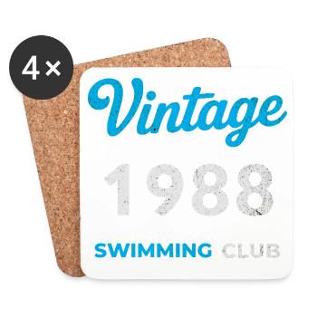 Vintage 1988 – Swimming Club Retro Birth Year - Coasters (set of 4) - white - Front