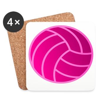 Pinker Volleyball - Untersetzer (4er-Set) - Weiß - Vorne