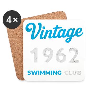 Vintage 1962 – Année de naissance rétro du club de natation - Dessous de verre (lot de 4) - blanc - Devant
