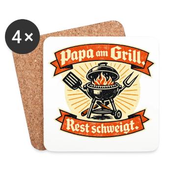 Dad at the Grill – Father's Day Gift Design - Coasters (set of 4) - white - Front