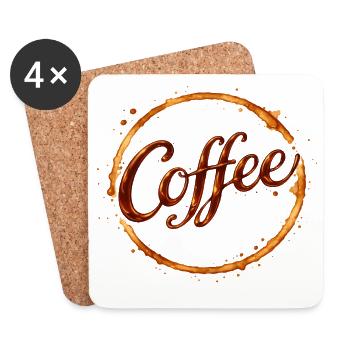 Coffee Cups Imprint Illustration - Coasters (set of 4) - white - Front