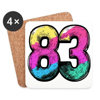 83 Nombre Coloré - Dessous de verre (lot de 4) - blanc - Devant