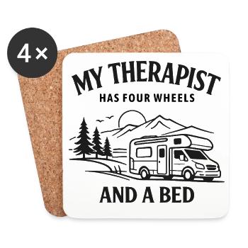 My therapist has four wheels | Camper Outdoor - Coasters (set of 4) - white - Front