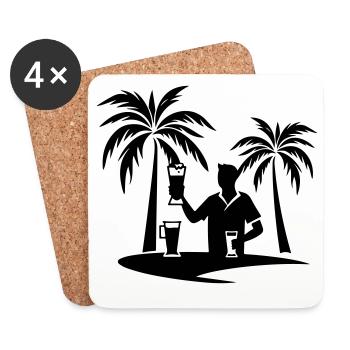 Silhouette de plage de palmiers de vacances - Dessous de verre (lot de 4) - blanc - Devant