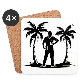 Holiday Palm Trees Beach Silhouette - Coasters (set of 4) - white - Front