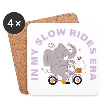 À l’époque de mes balades lentes – motif vélo douillet - Dessous de verre (lot de 4) - blanc - Devant