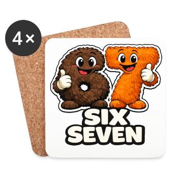 67 Six Seven Meme Monkey Tendance virale - Dessous de verre (lot de 4) - blanc - Devant