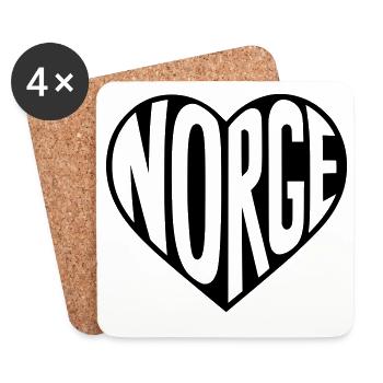 Norwegen, Norge im Herz - Untersetzer (4er-Set) - Weiß - Vorne