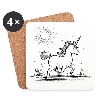 Unicorn in the sunshine - Coasters (set of 4) - white - Front
