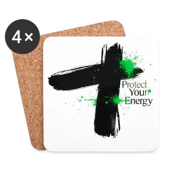 Protect Your Energy - Achtsamkeit Design - Untersetzer (4er-Set) - Weiß - Vorne