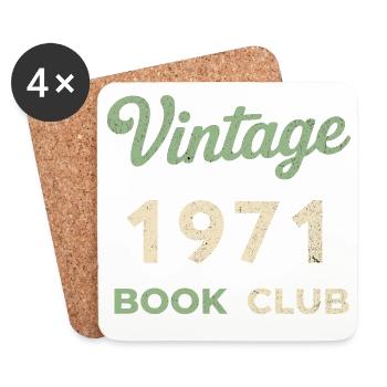 Cadeau rétro de l’année de naissance vintage du club de lecture de 1971 - Dessous de verre (lot de 4) - blanc - Devant