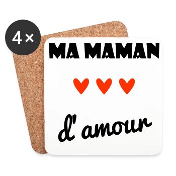 MOM. MOTHER'S DAY. HEART. FEAST. HAPPY BIRTHDAY - Coasters (set of 4) - white - Front