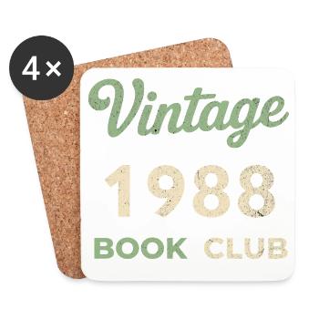 Vintage 1988 Book Club Retro Geburtsjahr Geschenk - Untersetzer (4er-Set) - Weiß - Vorne