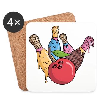 Bowlingspieler Eiscreme Kinder Jungen Bowling - Coasters (set of 4) - white - Front