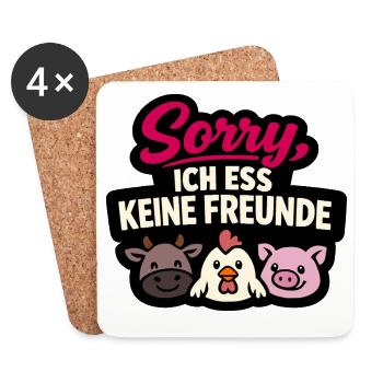 Sorry ich ess keine Freunde Vegan Spruch - Untersetzer (4er-Set) - Weiß - Vorne