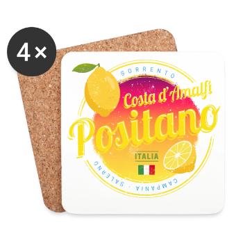 Positano Costa d'Amalfi Lemon Italy Sovenir - Coasters (set of 4) - white - Front