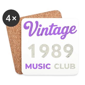 Vintage 1989 Music Club Retro Année de naissance vintage - Dessous de verre (lot de 4) - blanc - Devant