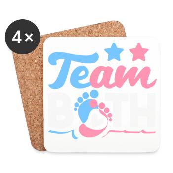 Team Both Twins Gender Reveal - Coasters (set of 4) - white - Front