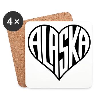 L’Alaska en lettres de cœur - Dessous de verre (lot de 4) - blanc - Devant