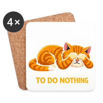 Ich hatte vor, nichts zu tun, Katze - Untersetzer (4er-Set) - Weiß - Vorne