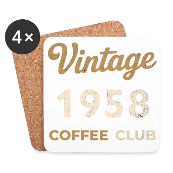 Vintage 1958 – Coffee Club Retro Geburtsjahr - Untersetzer (4er-Set) - Weiß - Vorne