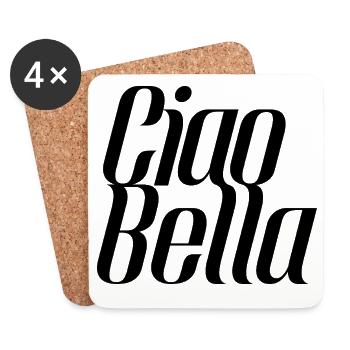 Ciao Bella Italien Spruch – Minimal Typo Design - Untersetzer (4er-Set) - Weiß - Vorne