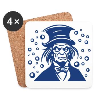 Graphique de portrait plat d’Ebenezer Scrooge - Dessous de verre (lot de 4) - blanc - Devant