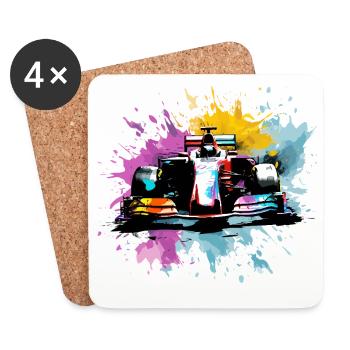 Bunte Splash Art Rush Rennfahrer-Rennen - Untersetzer (4er-Set) - Weiß - Vorne