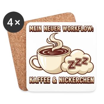Kaffee Nickerchen Workflow - Untersetzer (4er-Set) - Weiß - Vorne